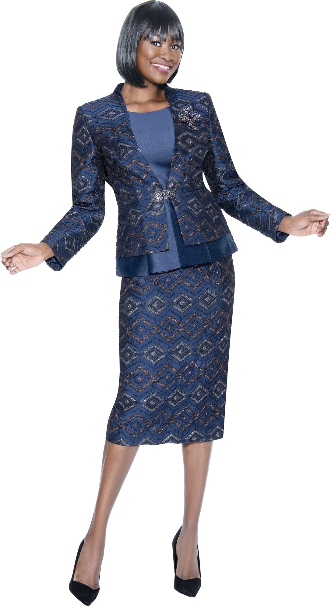 Terramina 7096 Embellished 3pc Skirt Suit