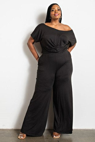 The Curve 74216CJSS Off-shoulder Knit PlusSize 2pc Pant Set