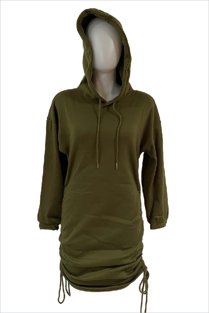 WoWo DH23267 Hooded Fleece Knit Dress