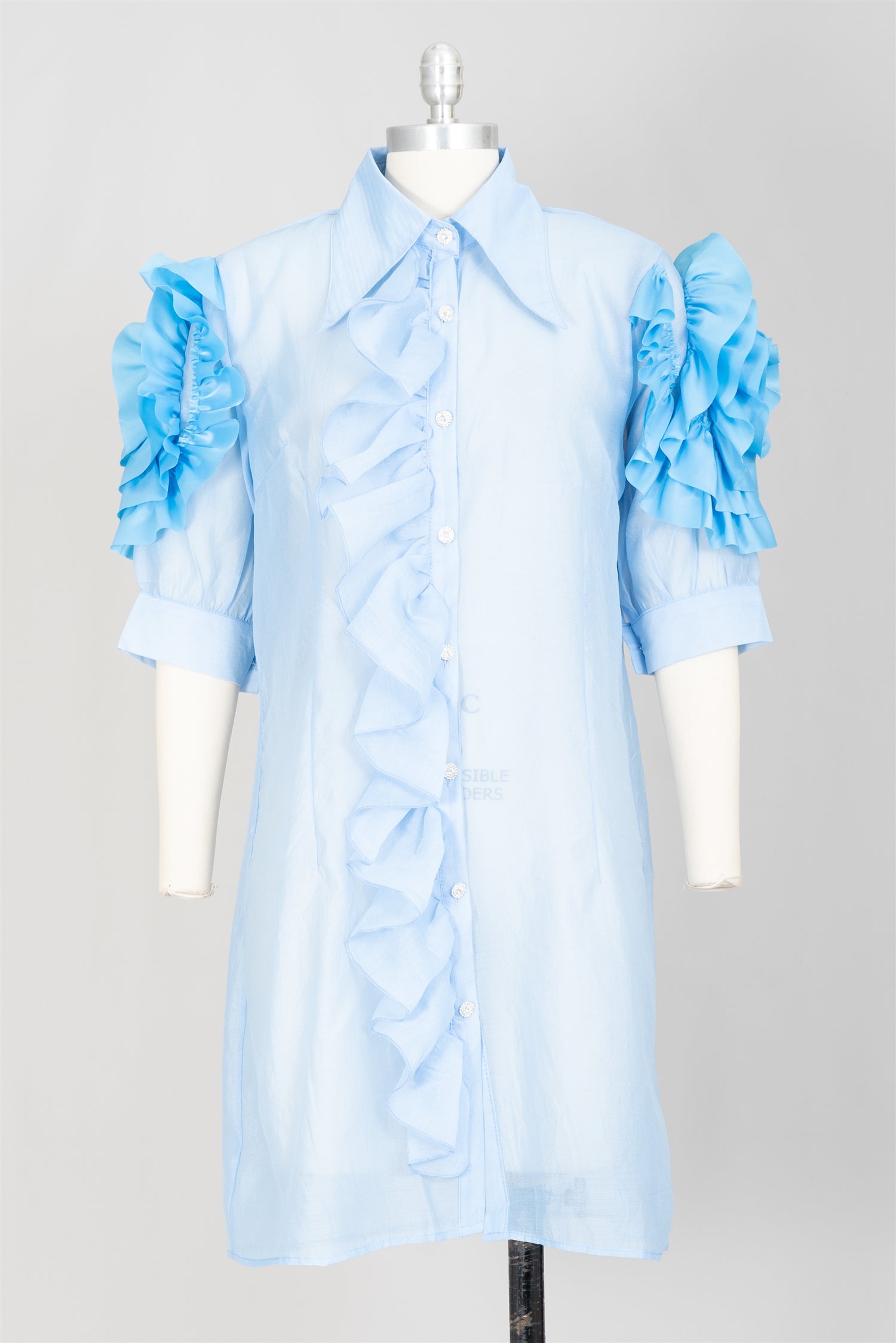 WoWo DRE27131 Ruffle Sleeve Sheer Dress