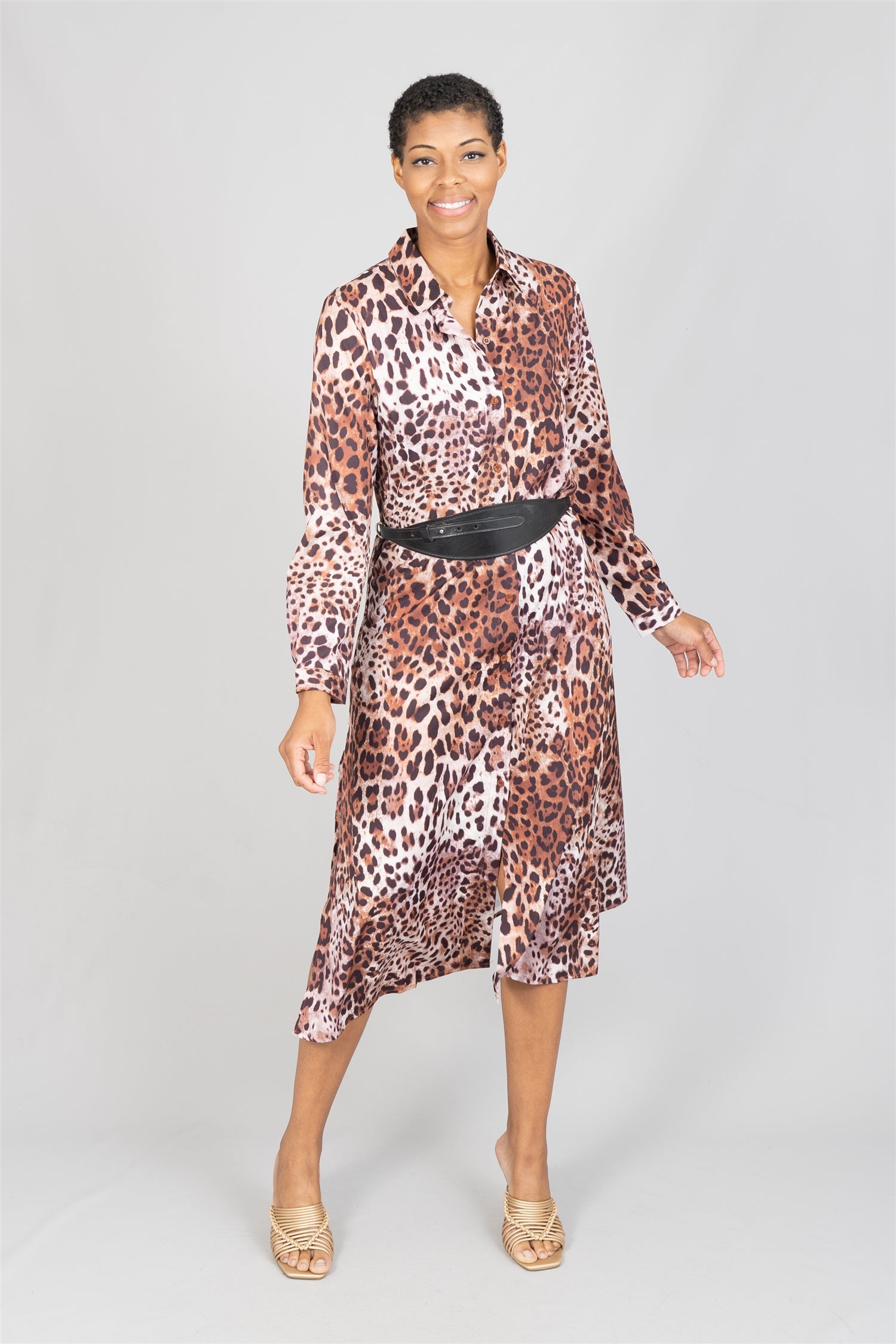 WoWo T0632 Belted Print Dress