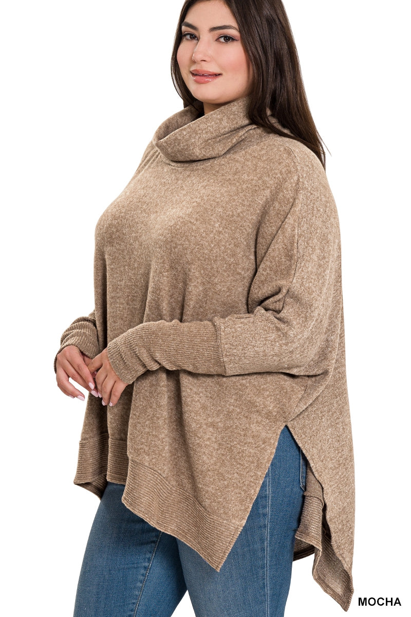 Zenana 25011XN Oversized Cowl Neck PlusSize Top