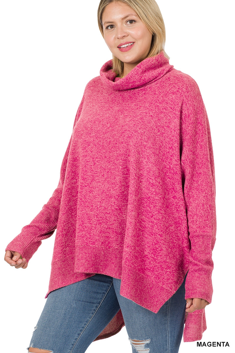 Zenana 25011XN Oversized Cowl Neck PlusSize Top