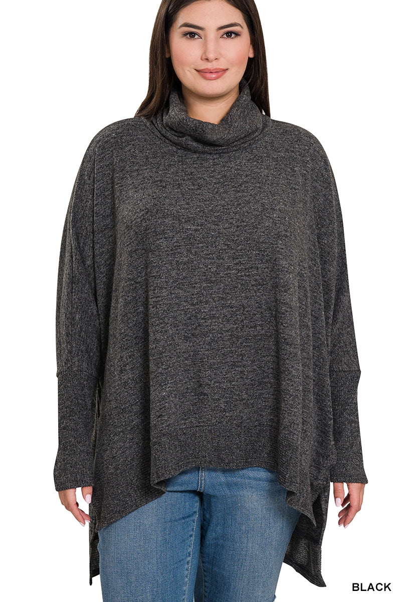 Zenana 25011XN Oversized Cowl Neck PlusSize Top