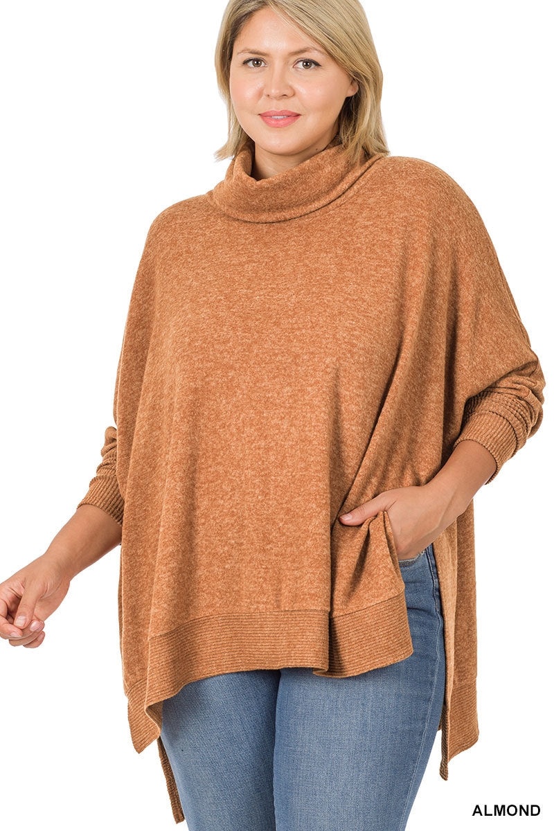 Zenana 25011XN Oversized Cowl Neck PlusSize Top