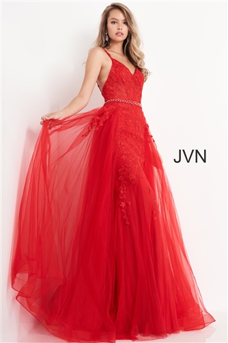 Jvn Prom V Neck Lace Emb JVN02260LS